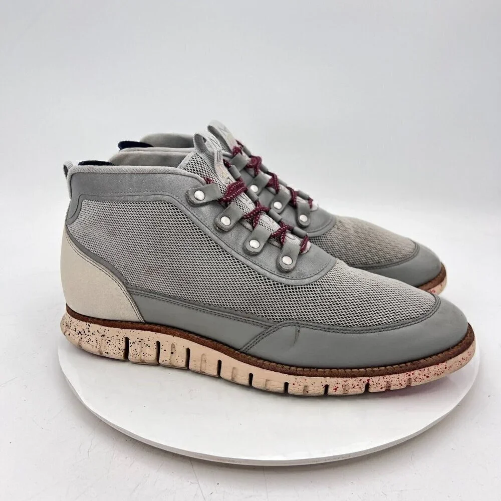 Cole Haan Grand OS Mid Men Size 9.5M Gray Mesh Leather Lace Up Ankle Boot